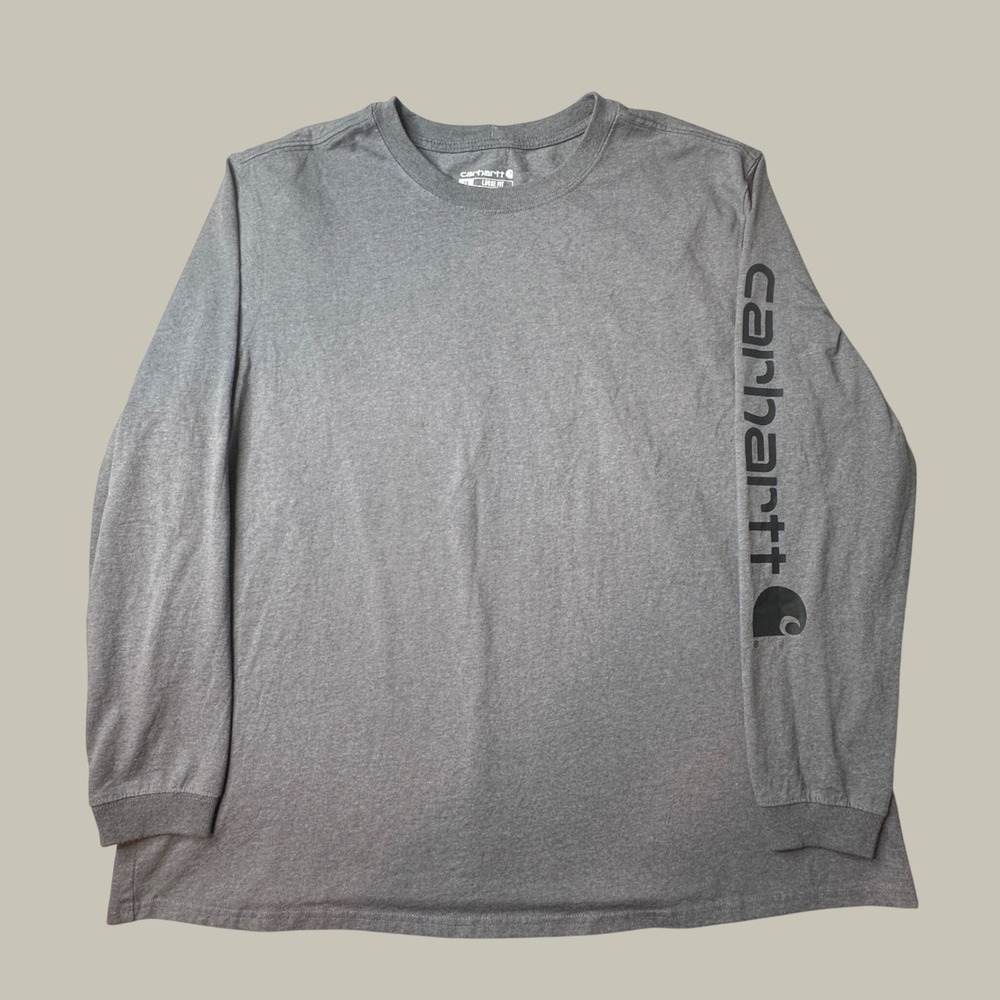 Carhartt T-Shirt Womens 2X Loose Fit Gray Graphic Sleeve 103401 E32 Long Sleeve